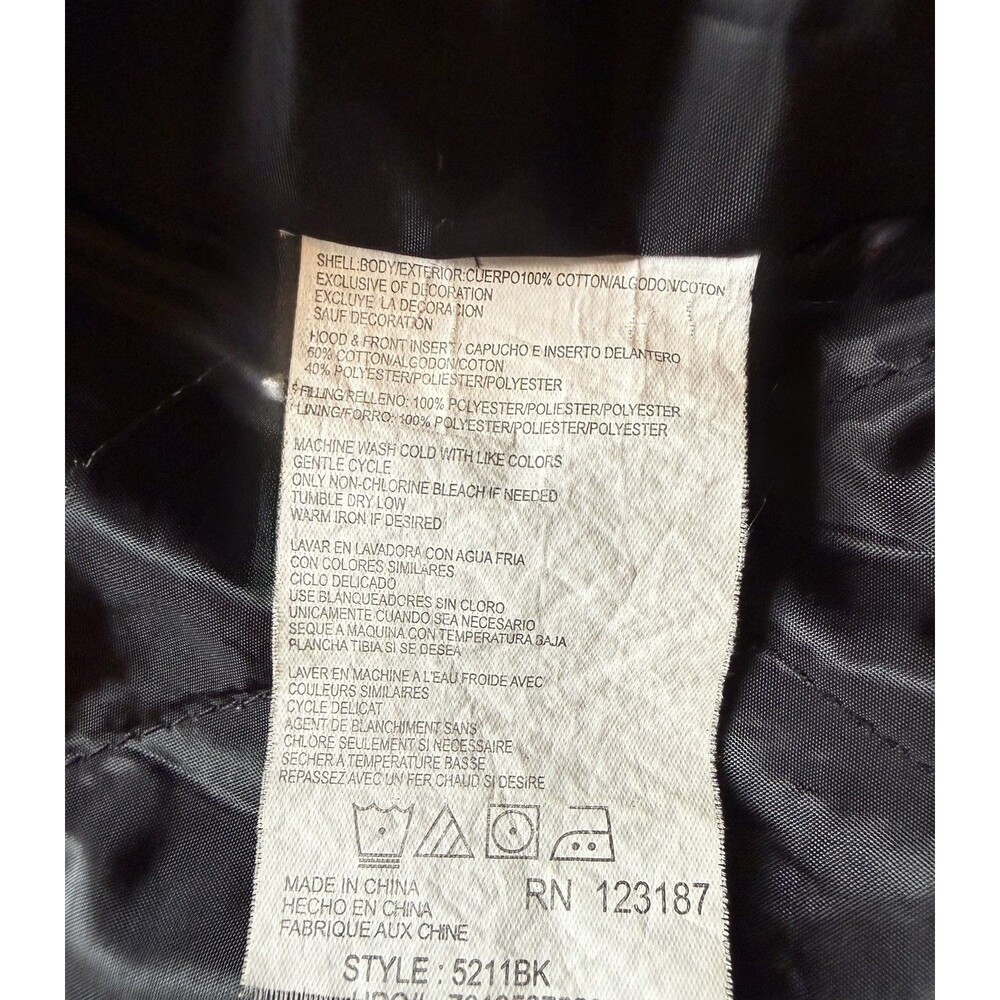 Dickies Jacket Mens XL Black Duck Fleece Hooded Quilted Lined Canvas Snap Zip - Picture 4 of 10